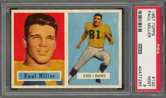 1957 Topps Football #120 Paul Miller – PSA MINT 9 "1 of 2!"